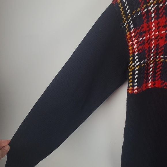 Vintage Picone Sport Sweater Womens Small Red‎ Black Plaid Tunic Shoulder Pads - Picture 5 of 8
